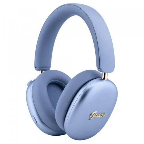 Casti Stereo Wireless Guess Metal Script Logo, Bluetooth, A2DP, Albastru