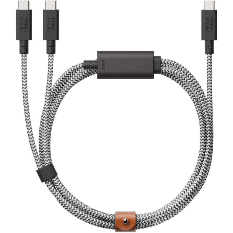 NATIVE UNION Native Union Belt Cable 2-in-1 USB-C to USB-C and USB-C Cable (140W) - Zebra