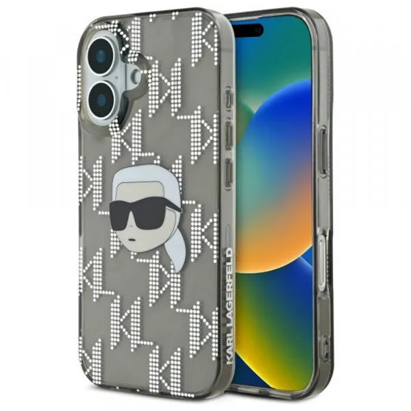 Karl Lagerfeld Husa pentru Apple iPhone 16, Karl Lagerfeld, IML Luxury Electroplated Karl's Head, Neagra