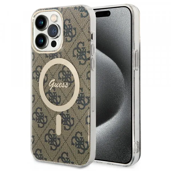 Guess Husa MagSafe pentru Apple iPhone 15 Pro, Guess, 4G IML, Maro