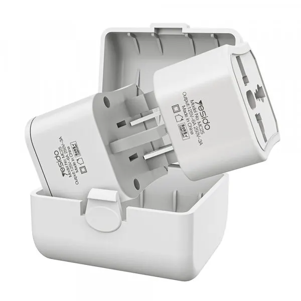 Yesido Adaptor Retea Yesido MC25 Travel CN/ US / EU / UK, Alb