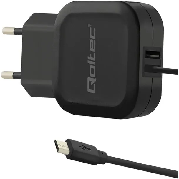 QOLTEC Incarcator Retea Qoltec 5V, 3.4A, 17W, USB + Micro USB, Negru