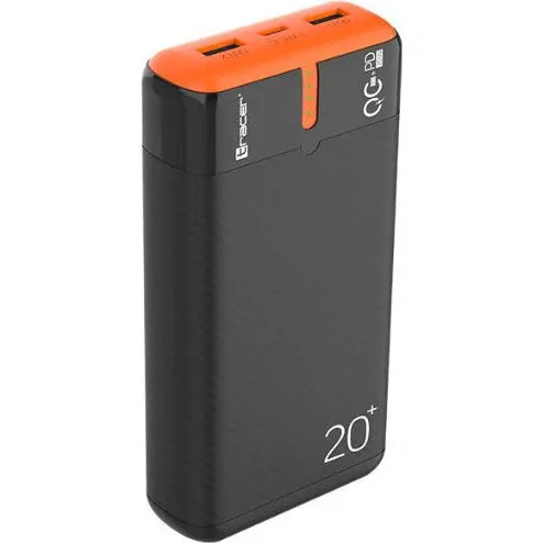 TRACER Power Bank Tracer EnerGen 20000 mAh, Black, 22.5W cu 2 Porturi USB-A si Port USB-C, Negru-portocaliu