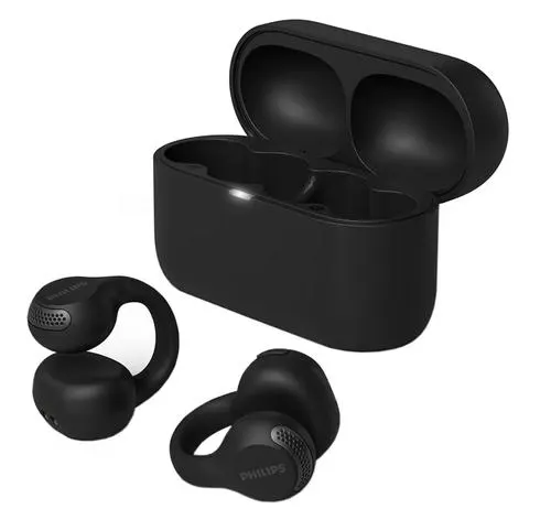 Casti True Wireless Clip-On Open-Ear Philips Seria 2000 TAQ2000BK/00, Bluetooth, Autonomie 28 ore, IPX4 (Negru)