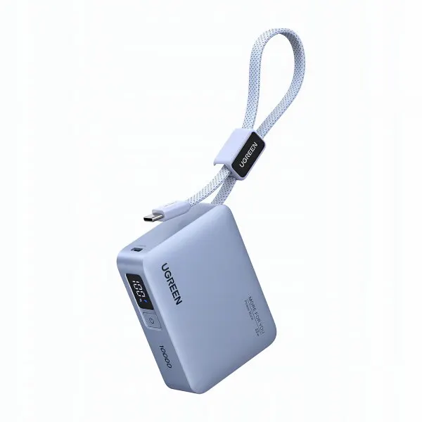 Ugreen Baterie Externa Ugreen PB584 (75173B), 10000mAh, 33W, QC + PD, 1 x USB-A - 2 x USB-C, Bleu