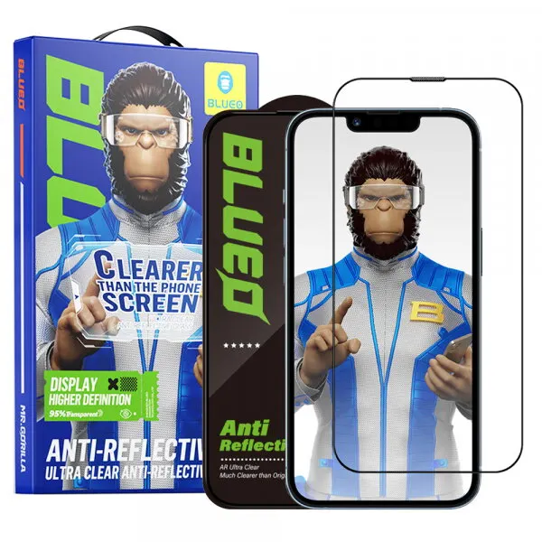 Blueo Folie de protectie Ecran Blueo Anti-Reflective HD pentru Apple iPhone 14 Plus / 13 Pro Max, Sticla Securizata, Full Glue, Neagra