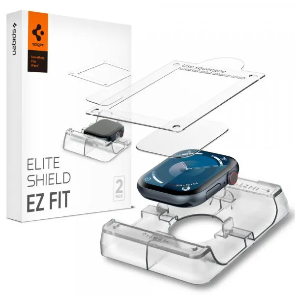 Spigen Folie Protectie Spigen Elite Shield EZ FIT pentru Apple Watch Series 10 46mm, Set 2 bucati, Plastic AFL08579