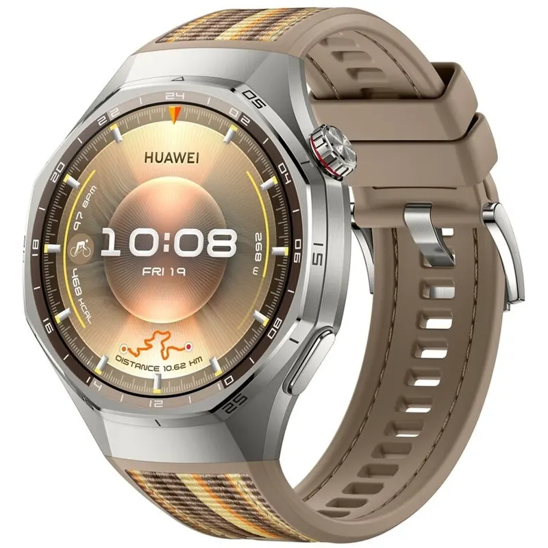 Huawei Smartwatch Huawei Watch GT 6 Pro 46 mm, titan, AMOLED 1.47 inch, GPS dual-band, curea tesuta maro