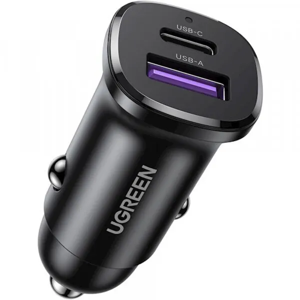 Ugreen Incarcator Auto UGREEN EC305, 30W, 3A, 1 x USB-A - 1 x USB-C, Negru