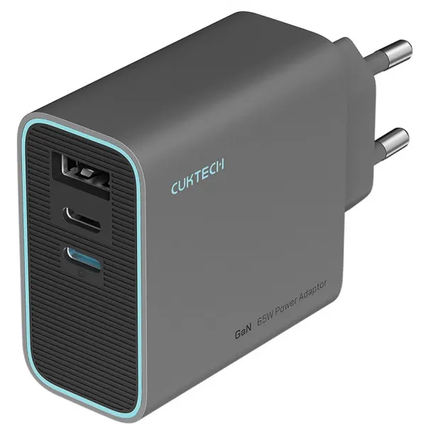 Cuktech Incarcator Retea Cuktech, 65W, 3A, 1 x USB-A - 2 x USB-C, Gri CUKAD653EUGR