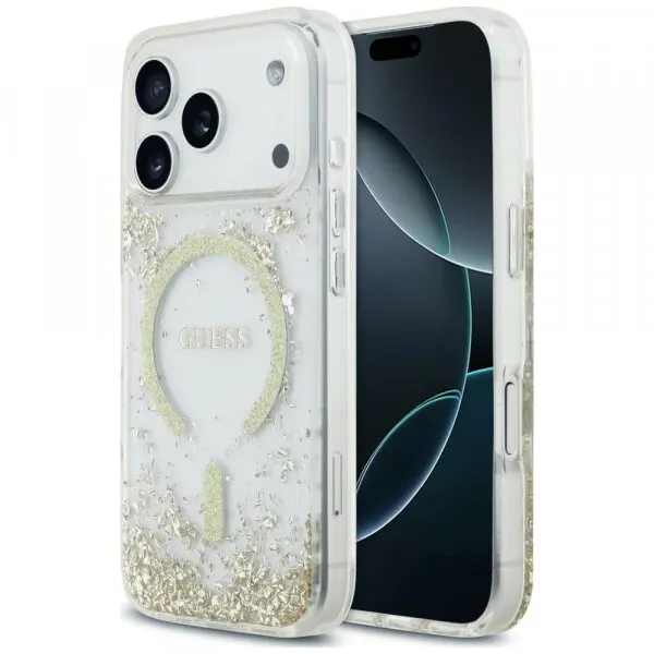 Guess Husa MagSafe pentru Apple iPhone 18 Pro Max / 17 Pro Max, Guess, Resin Bottom Glitter, Aurie