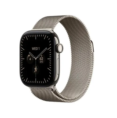 Smartwatch Apple Watch 12, GPS + Cellular, 42mm, Ecran Retina LTPO OLED, Chip S11 cu Procesor Dual-Core, 64GB Flash, Wi-Fi, Bluetooth, Carcasa Titanium, Curea Milanese Loop One Size (Argintiu)