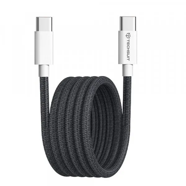 techsuit Cablu Date si Incarcare USB-C - USB-C Techsuit PCB114D, 60W, 1m, Negru