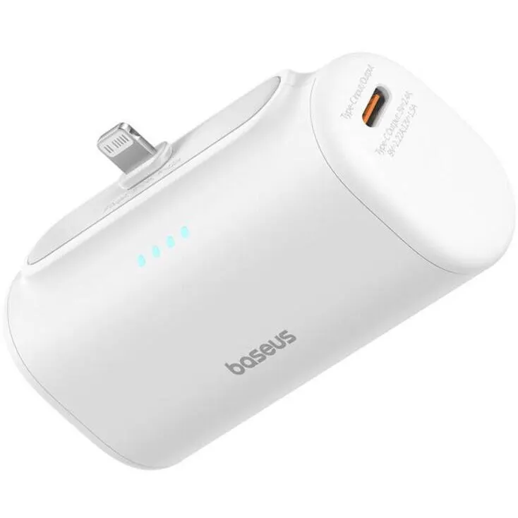 BASEUS Powerbank Baseus Compact 5000mAh 20W, dimensiuni 80x40,2x25, 6mm, set cu cablu USB-C, Alb