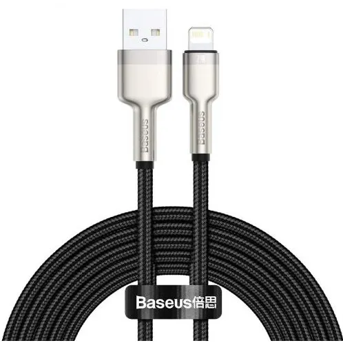 BASEUS CABLU alimentare si date Baseus Cafule Metal, Fast Charging Data Cable pt. smartphone, USB la Lightning Iphone 2.4A, braided, 2m, negru