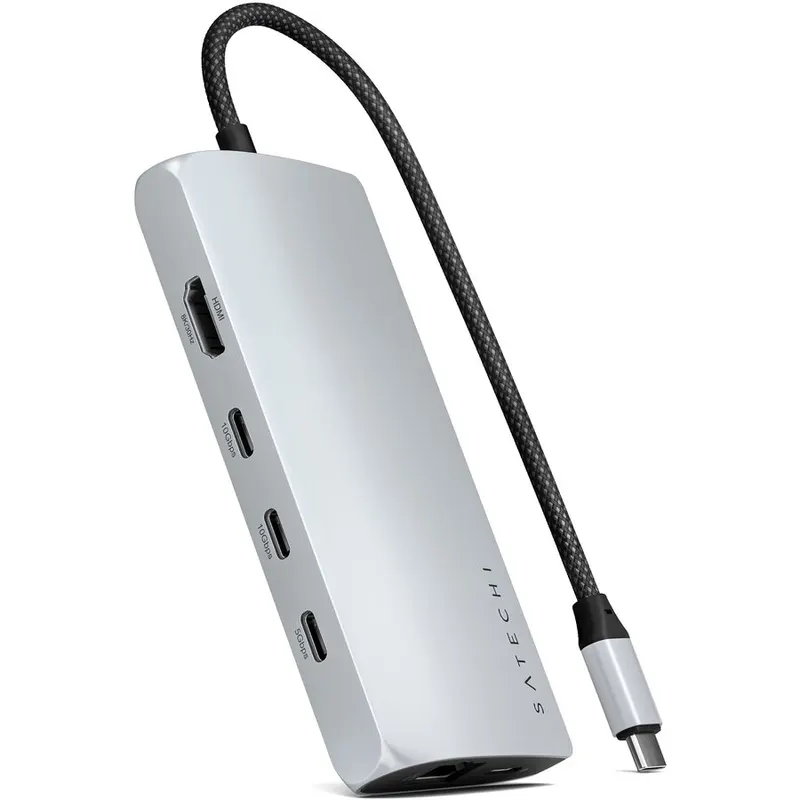 Satechi Adaptor Satechi USB-C MultiPort 8K with Ethernet V3 - Silver