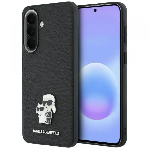 Karl Lagerfeld Husa pentru Samsung Galaxy A57 5G, Karl Lagerfeld, Saffiano Karl & Choupette Metal, Neagra