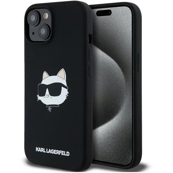 Karl Lagerfeld Husa MagSafe pentru Apple iPhone 15 Plus, Karl Lagerfeld, Silicone Choupette's Head, Neagra