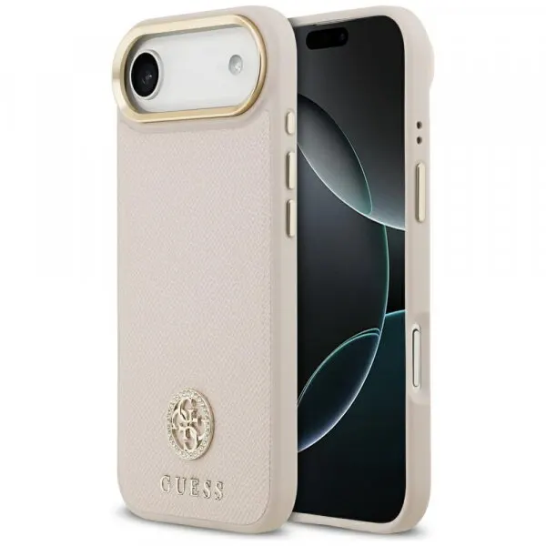 Guess Husa MagSafe pentru Apple iPhone 17 Air, Guess, Grained Strass Logo, Roz