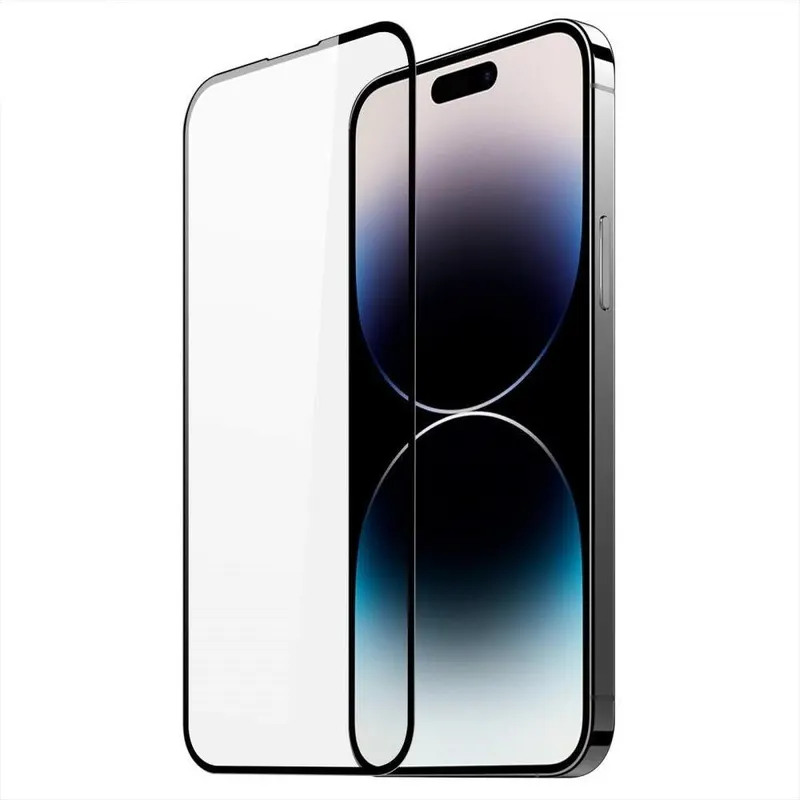 Flippy, Folie Sticla Flippy pentru iPhone 15, Transparenta HD, 9H, 111D, Margini negre