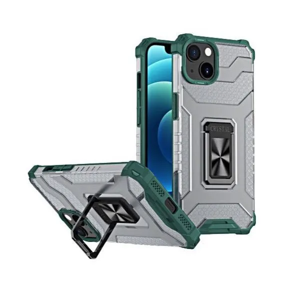 Flippy, Husa de protectie Flippy compatibila cu Apple iPhone 13 Acrylic Armor cu suport Verde Inchi