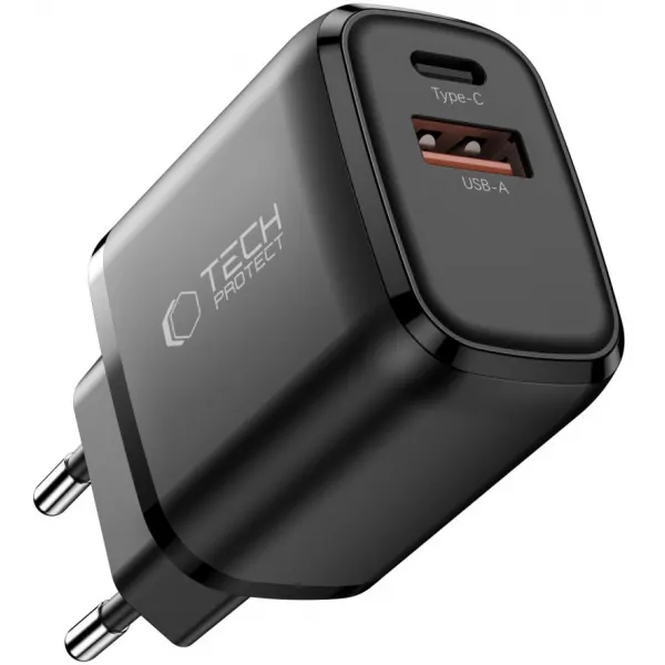Tech-Protect Incarcator Retea Tech-Protect NCA45W, 45W, 3A, 1 x USB-A - 1 x USB-C, Negru