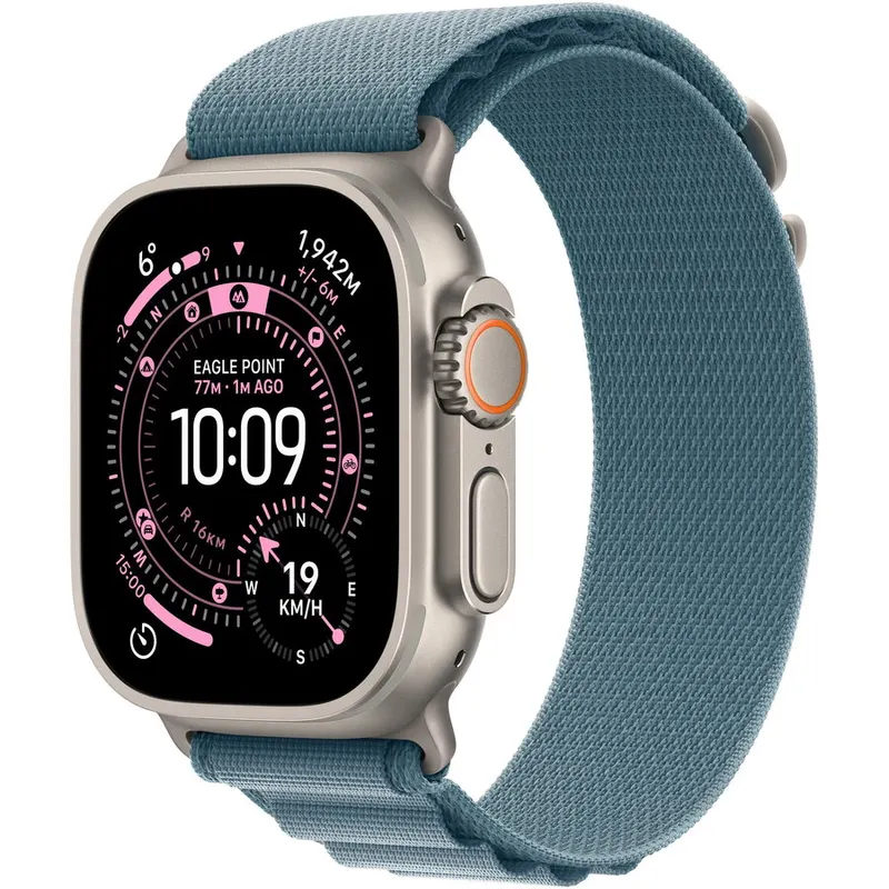 Apple Apple Watch Ultra 3, GPS + Cellular, Carcasa Natural Titanium 49mm, Light Blue Alpine Loop - Small