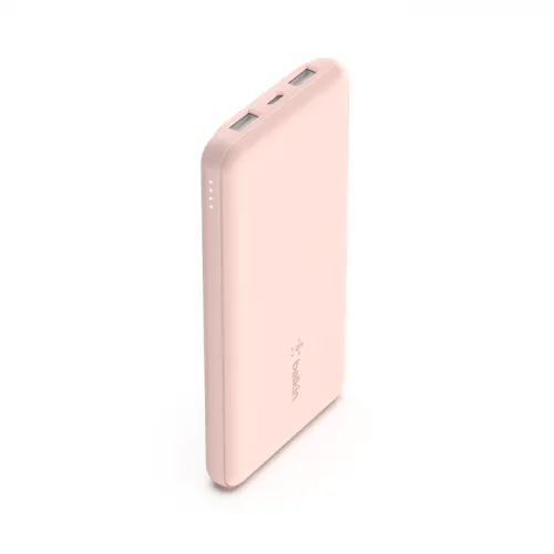 Belkin Baterie portabila Belkin Boost Charge 10K, 1x USB-C, 2x USB, 10.000mAh, Roz||Auriu