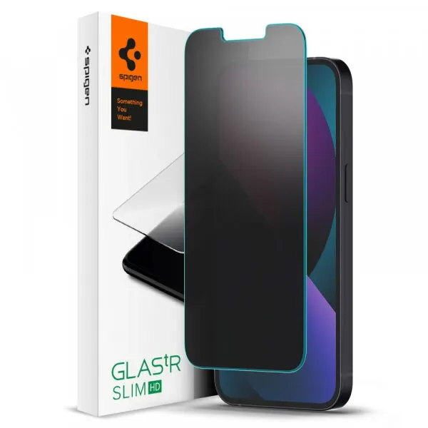 Spigen Folie de protectie Ecran Privacy Spigen GlastR Slim pentru Apple iPhone 17e / 16e / 14 / 13 Pro, Sticla Securizata, Full Glue AGL03393