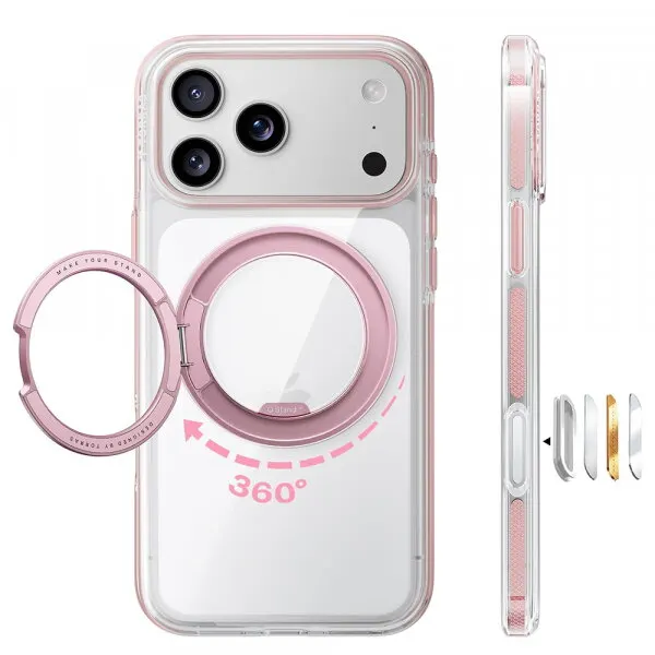 Torras Husa MagSafe pentru Apple iPhone 18 Pro / 17 Pro, Torras, Ostand O3 Light, Roz