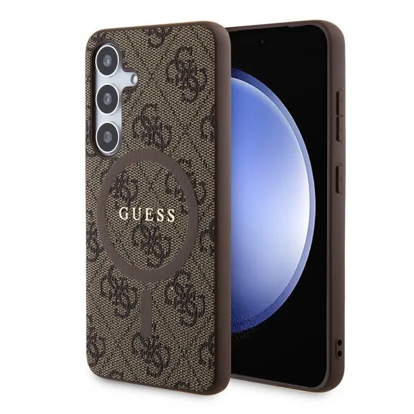 Guess Husa MagSafe pentru Samsung Galaxy S24 S921, Guess, 4G Collection, Maro