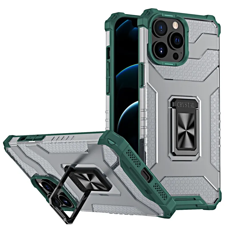 Flippy, Husa de protectie Flippy compatibila cu Apple iPhone 13 Pro Acrylic Armor cu suport Verde I