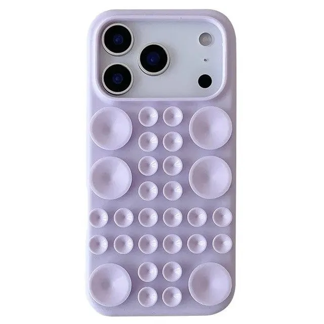 Husa cu Ventuze, Flippy, Compatibila iPhone 17 Pro Max, din Silicon, Interior Microfibra, Mov