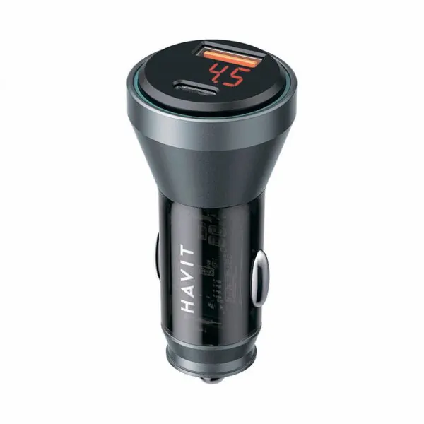 HAVIT Incarcator Auto HAVIT CC2017, 45W, 3A, 1 x USB-A - 1 x USB-C, Negru Albastru