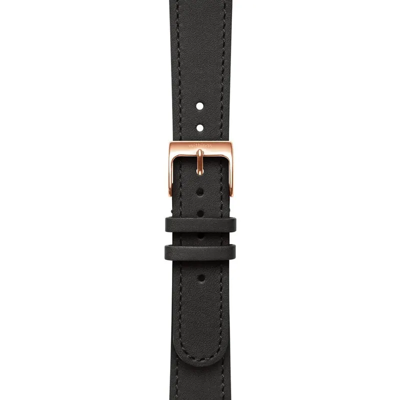 Withings Bratara din piele Withings 18mm cu catarama aurie roz pentru Scanwatch 38mm, otel HR 36mm, Withings Move, Move ECG, otel - Negru