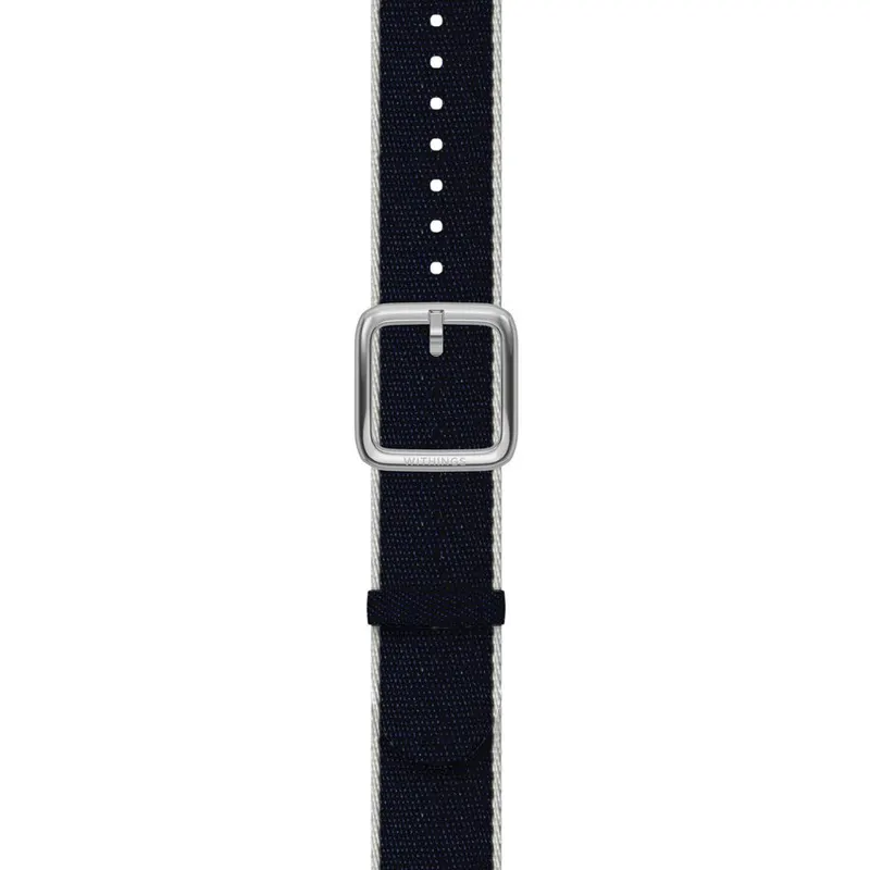 Withings Withings Polyethylene terephthalate Wristband 18mm w Silver buckle for Scanwatch 38mm, Steel HR 36mm, Withings Move, Move ECG, Steel - Blue & White