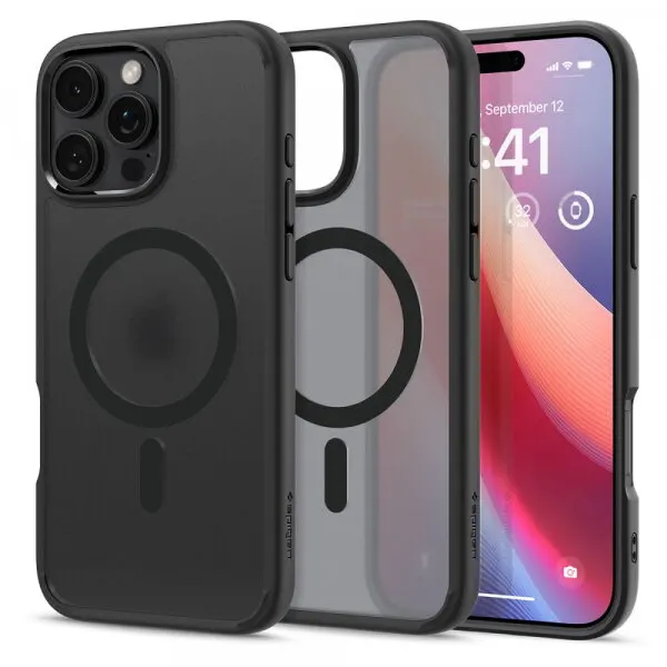 Spigen Husa MagSafe pentru Apple iPhone 16 Pro, Spigen, Ultra Hybrid, Neagra Satinata ACS08134