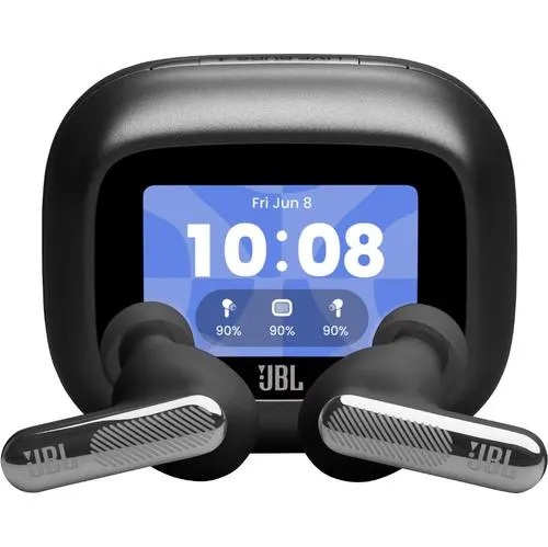 Casti True Wireless JBL LIVE BEAM 4, Hi-Res, Smart Charging Case, True Adaptive Noise Cancelling 2.0, 6 Microfoane, Autonomie pana la 48h, Bluetooth LE, IP55, Negru