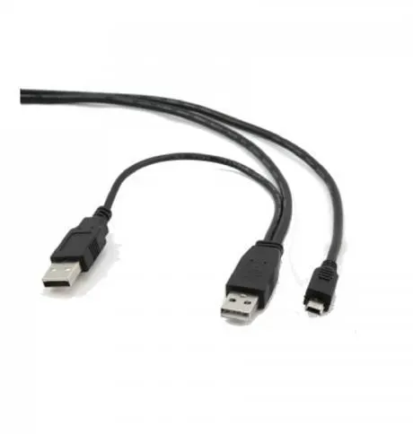 Cablu de date si alimentare Gembird CCP-USB22-AM5P-3, USB 2.0 (T) la Mini-USB 2.0 (T), 0.9m, conectori auriti, extra power socket USB 2.0 (T) (Negru)