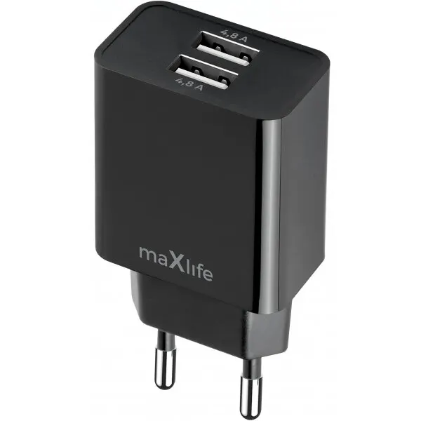 MaXlife Incarcator Retea MaXlife MXTC-12, 24W, 2.4A, 2 x USB-A, Negru
