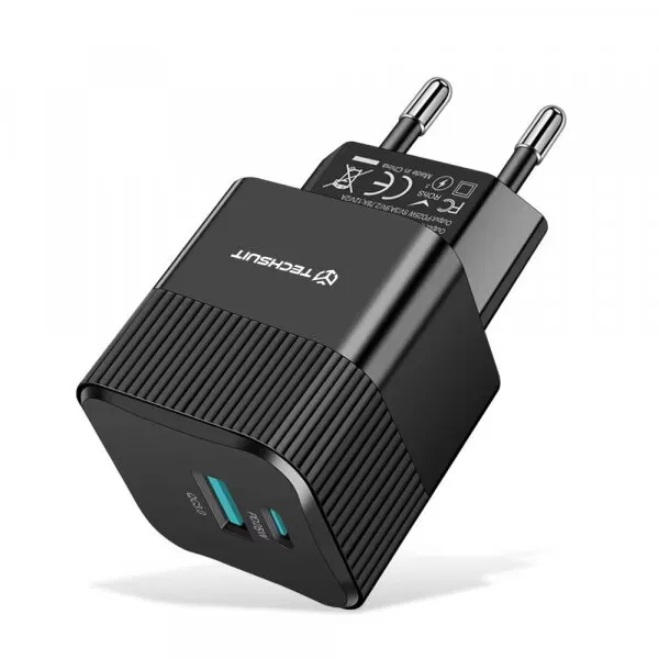 techsuit Incarcator Retea Techsuit CHPD216 Tiny, 25W, 3A, 1 x USB-A - 1 x USB-C, Negru