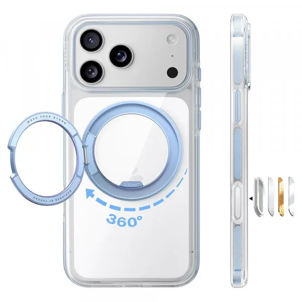 Torras Husa MagSafe pentru Apple iPhone 18 Pro / 17 Pro, Torras, Ostand O3 Light, Albastra