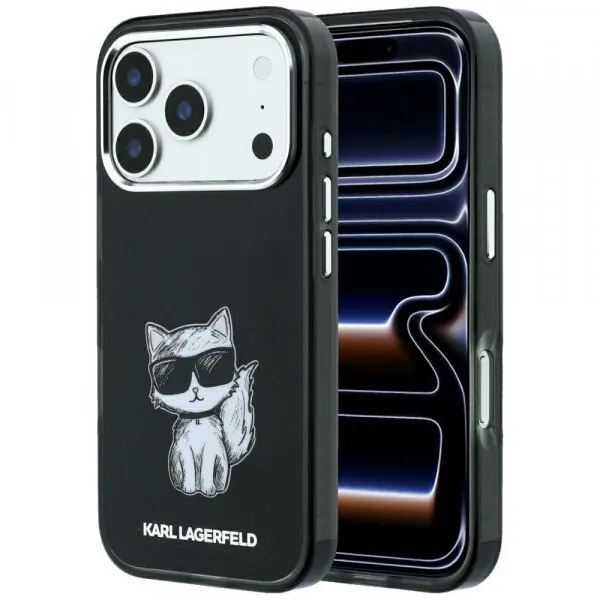 Karl Lagerfeld Husa MagSafe pentru Apple iPhone 18 Pro / 17 Pro, Karl Lagerfeld, IML Choupette Body Sketch Print, Neagra