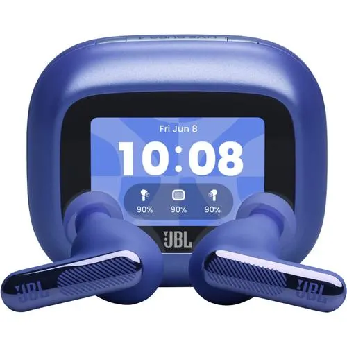 Casti True Wireless JBL LIVE BEAM 4, Hi-Res, Smart Charging Case, True Adaptive Noise Cancelling 2.0, 6 Microfoane, Autonomie pana la 48h, Bluetooth LE, IP55, Albastru