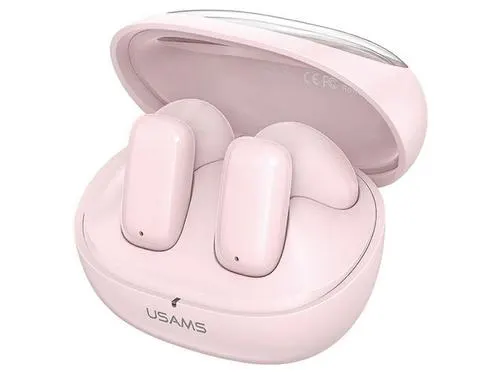 Casti True Wireless In-Ear USAMS Seria TD, Bluetooth 5.3, HFP, Microfon, Control apel/Mut (Roz)