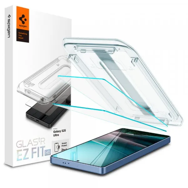 Spigen Folie de protectie Ecran Spigen GlastR EZ FIT HD pentru Samsung Galaxy S25 Ultra S938, Sticla Securizata, Full Glue, Set 2 bucati AGL09082