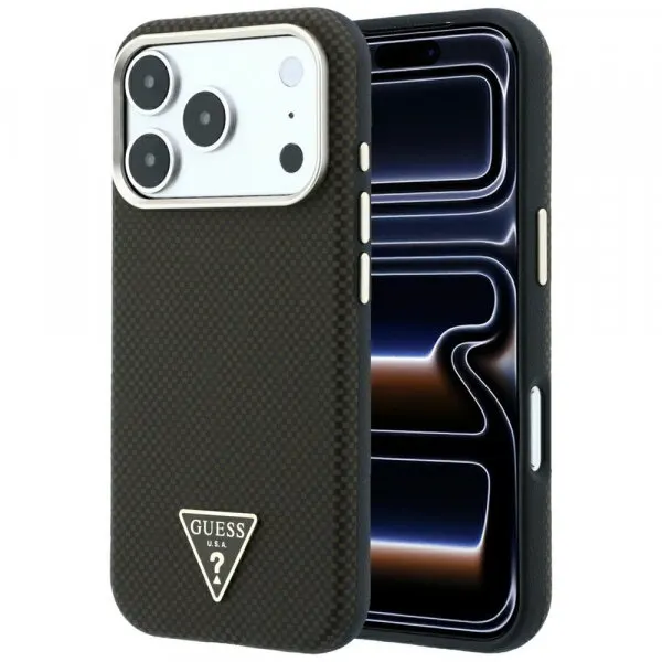 Guess Husa MagSafe pentru Apple iPhone 18 Pro Max / 17 Pro Max, Guess, Kevlar Triangle Logo, Maro