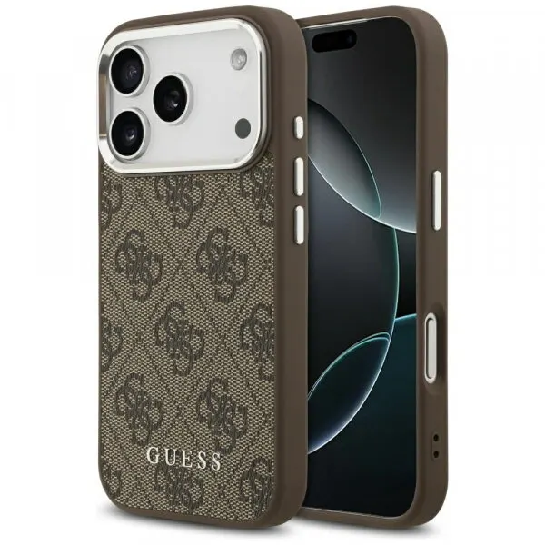 Guess Husa MagSafe pentru Apple iPhone 17 Pro Max, Guess, 4G Classic Logo, Maro