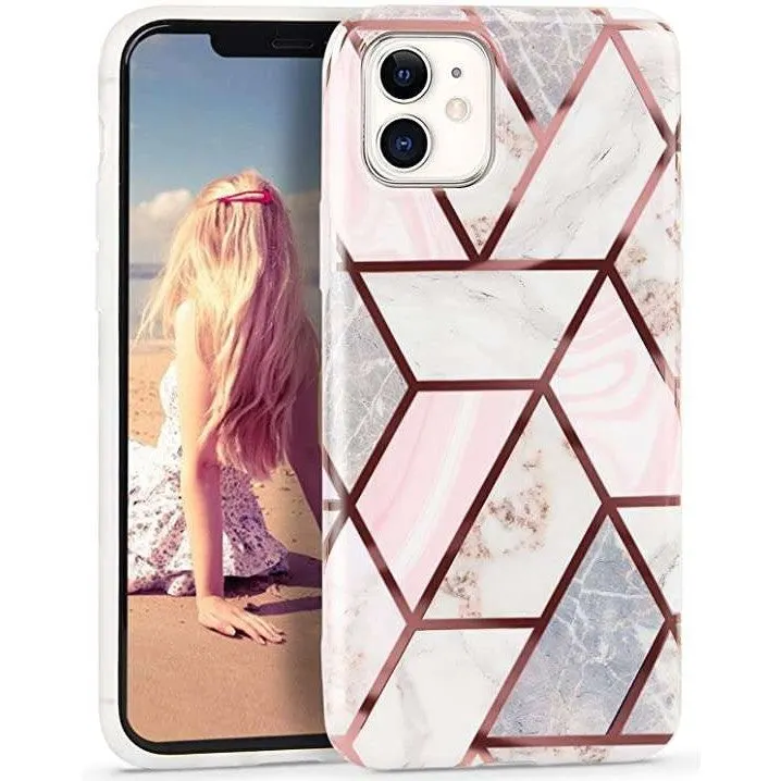 Apple, Husa protectie pentru Apple iPhone 11 Pro Soft IMD TPU Marble Geometric Alb