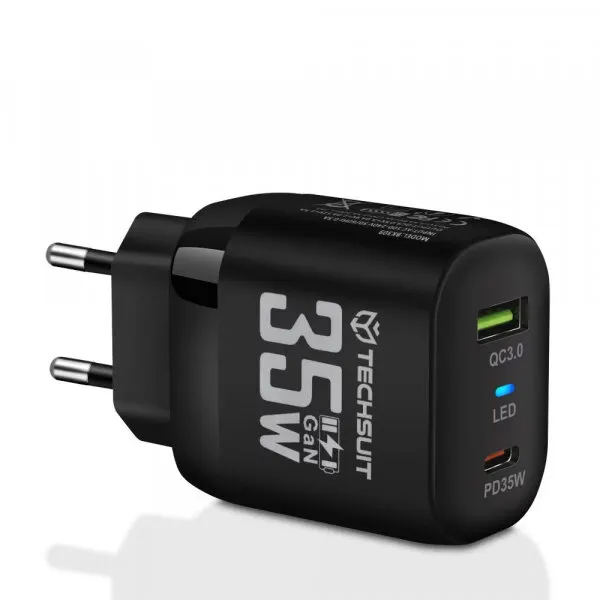 techsuit Incarcator Retea Techsuit CHPD174, 35W, 3A, 1 x USB-A - 1 x USB-C, Negru